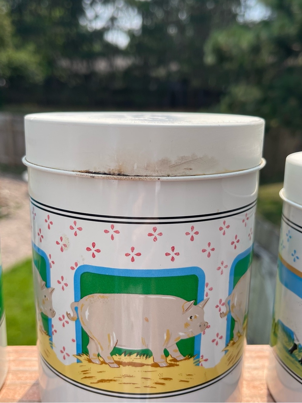 Vtg 80s Set Of 4 Nesting Tin Canisters Vandor Country Farmhouse Decor Cottage - Picture 6 of 16